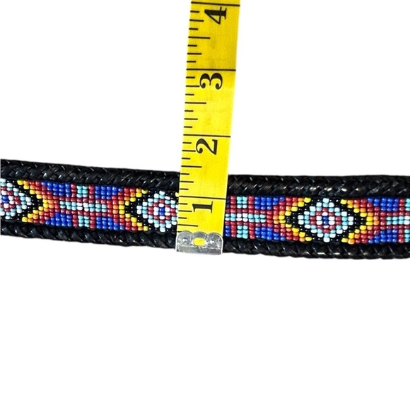 Vintage Southwestern Beaded Leather Belt Size 34 Western Boho main image 13